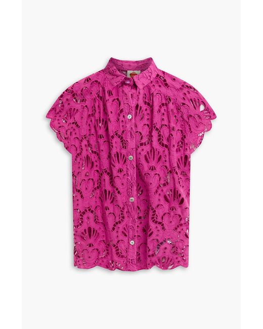 Farm Rio Pink Broderie Anglaise Cotton Shirt