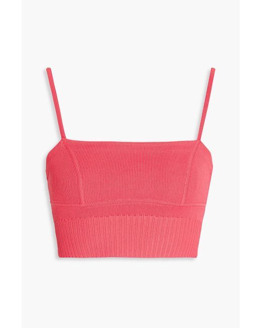 Aje. Pink Coronil Cropped Knitted Top