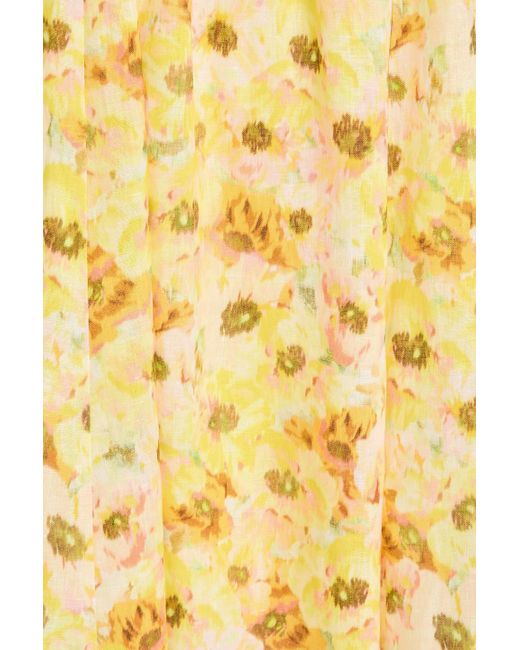 Zimmermann Metallic Open-back Floral-print Linen Midi Dress