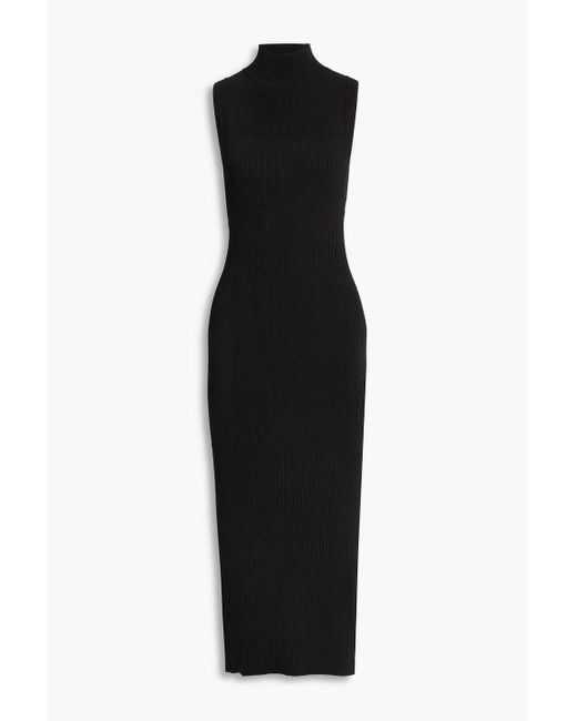 GOOD AMERICAN Synthetic Ribbed-knit Turtleneck Midi Dress in Black | Lyst
