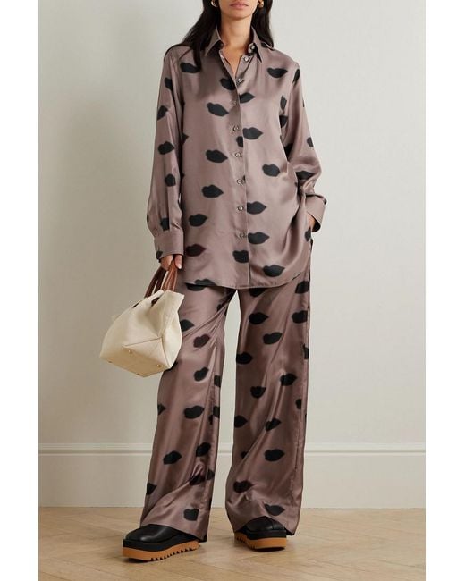 Stella McCartney Natural Printed Silk-Crepe Shirt
