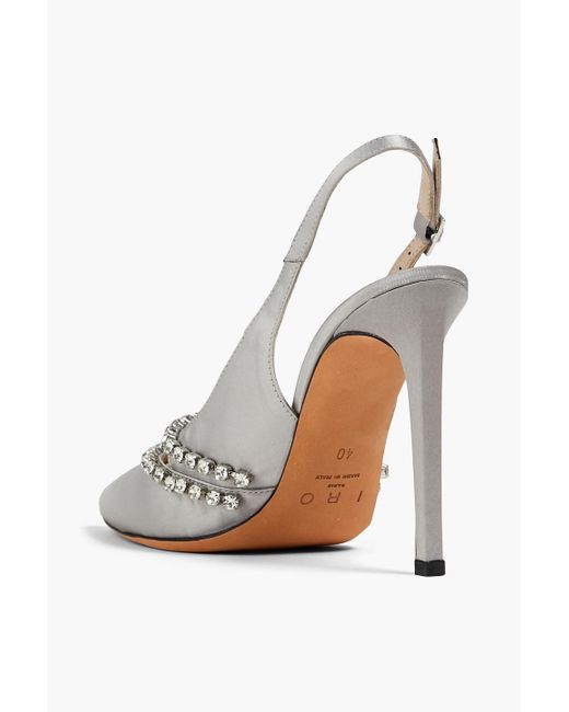 IRO White Reja Crystal-embellished Satin Slingback Pumps