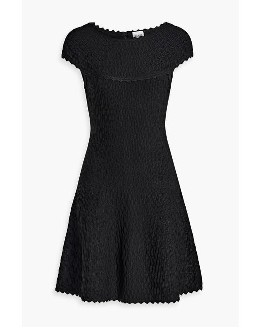 Hervé Léger Black Textured Fit & Flare Dress
