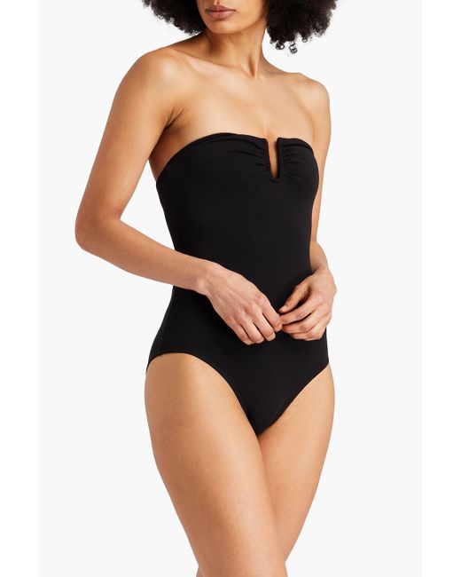 Mara Hoffman Black Bandeau-badeanzug mit raffungen