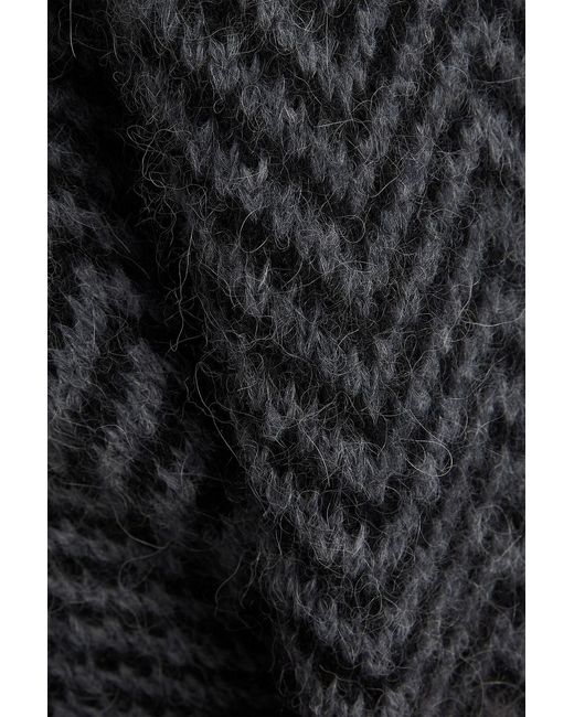 Officine Generale Black Herringbone Alpaca-Blend Turtleneck Sweater for men