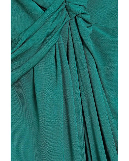 Diane von Furstenberg Green Addams Draped Satin-jersey Maxi Dress