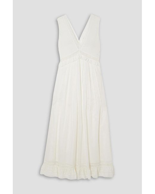 See By Chloé White Crocheted Lace-trimmed Pintucked Cotton-voile Midi Dress