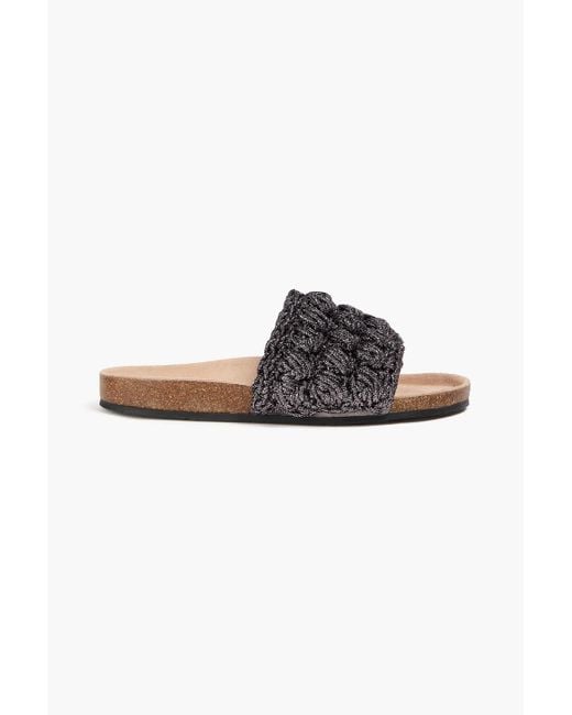 J.W. Anderson Black Crocheted Lamé Slides