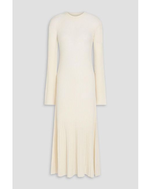 Loulou de Saison White Hobas Ribbed Wool And Cashmere-Blend Midi Dress