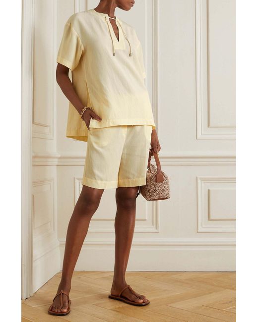 Totême  Natural Tm Lyocell And Linen-blend Shorts
