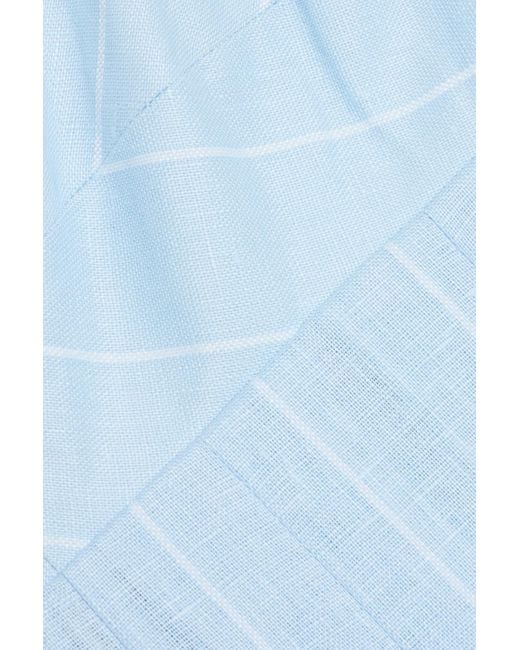 Nicholas Blue Selene Pleated Striped Linen-blend Maxi Dress