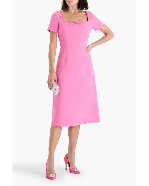 carolina herrera bow midi dress Carolina Herrera Bow-detailed embellished wool-blend midi dress - Women - Black Dresses
