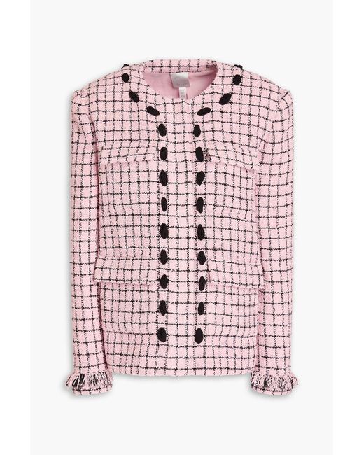 Huishan Zhang Pink Karierte jacke aus bouclé-tweed