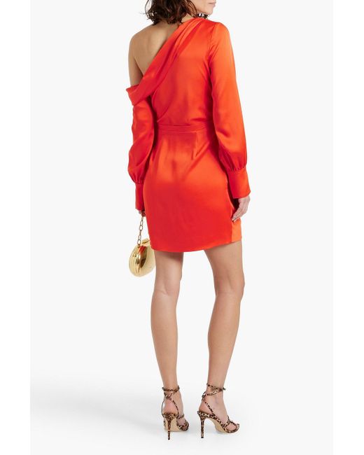 Jonathan Simkhai Red Cameron One-shoulder Draped Mini Dress