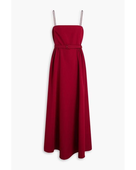 Roland Mouret Red Belted Crepe Maxi Dress