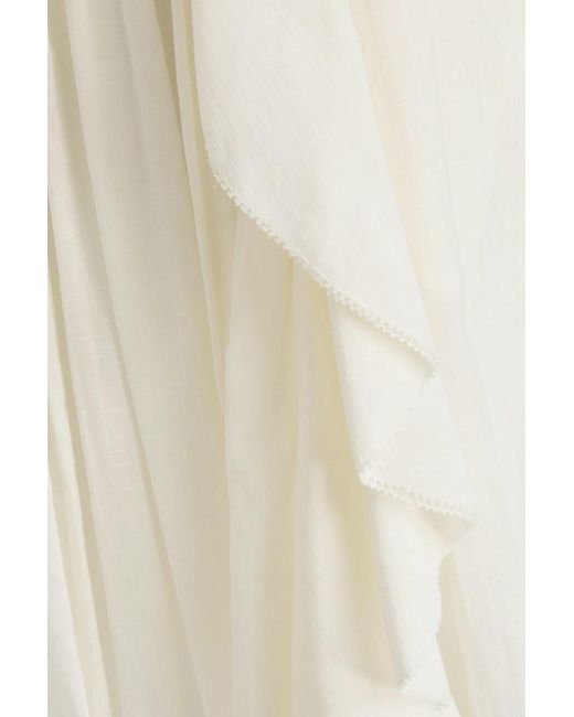 Zimmermann White Ruffled Cotton Maxi Skirt