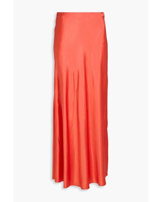 Vince Red Crinkled-Satin Maxi Skirt