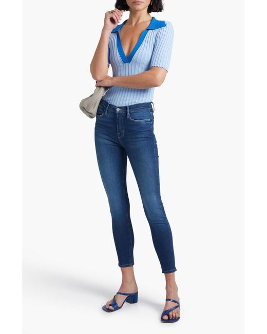 Frame Women's Le High Skinny Cropped High-Rise Skinny Jeans - Blue