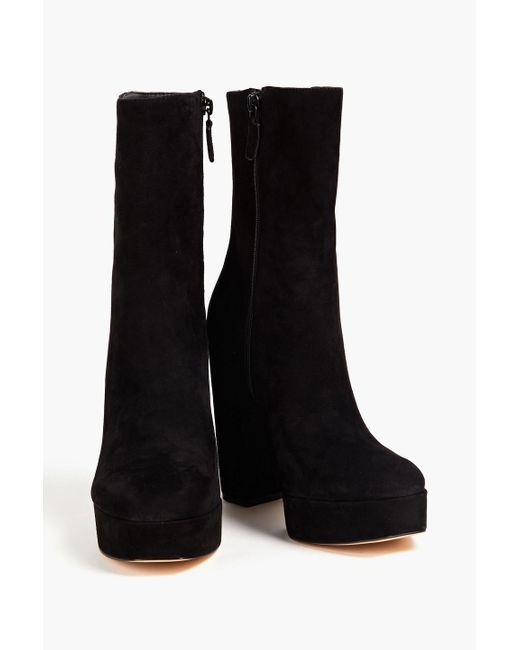 Stuart Weitzman Black Suede Platform Ankle Boots