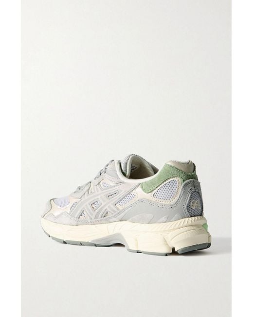Asics Gray Gel-Nyc Leather And Suede-Trimmed Mesh Sneakers