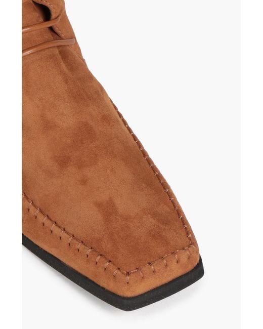 Totême  Brown Leather-trimmed Suede Ankle Boots