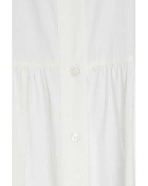 Onia White Tm And Cotton-blend Poplin Midi Shirt Dress