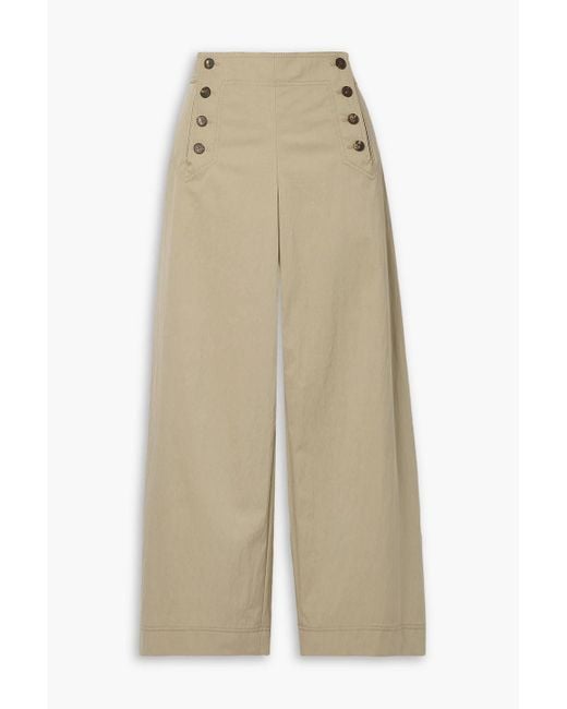 Lafayette 148 New York Natural Seabring Cropped Cotton-blend Wide-leg Pants