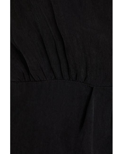 Ba&sh Robe Ada Cupro-twill Mini Wrap Dress in Black | Lyst Canada
