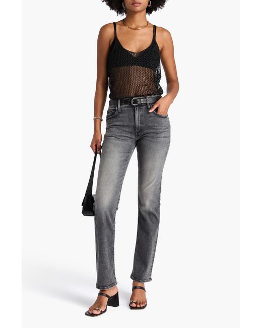 Mother Gray The mid rise rider skimp halbhohe jeans mit geradem bein