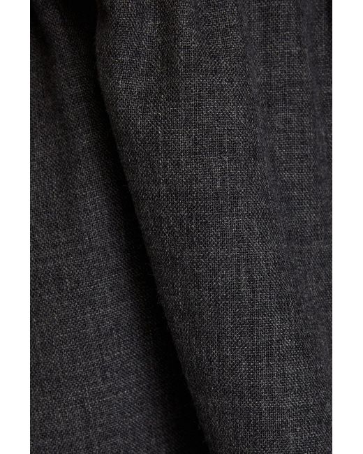 Brunello Cucinelli Black Fringed Wrap-effect Mélange Wool Midi Skirt