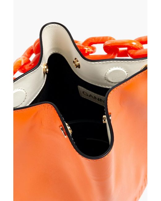Ganni Orange Textured-leather Bucket Bag