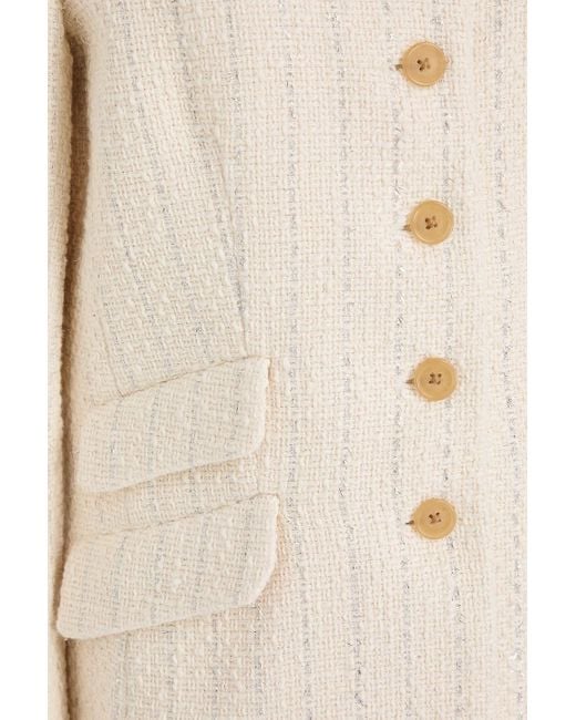 Rag & Bone Natural Slade Long Metallic Pinstriped Cotton-Blend Tweed Blazer