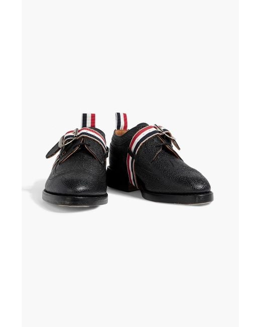 Thom Browne Black Striped Pebbled-leather Brogues