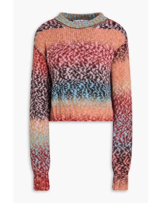 Acne Red Cropped Brushed Knitted Sweater