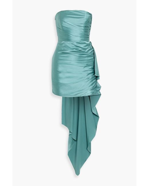 Michelle Mason Women's Green Strapless Draped Silk-Satin Mini Dress -  radharamanexports.com