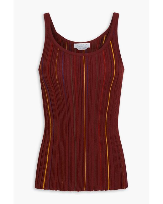 Gabriela Hearst Red Yara Striped Ribbed Wool Tank