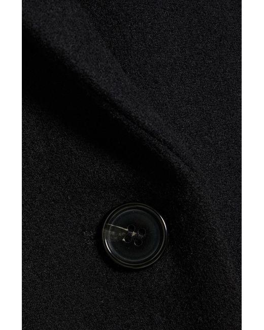 Theory Black Double-Breasted Wool-Felt Coat