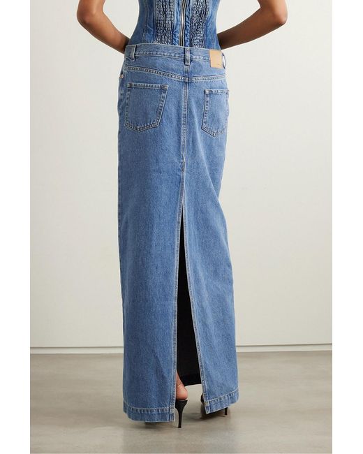 Magda Butrym Blue Denim Maxi Skirt