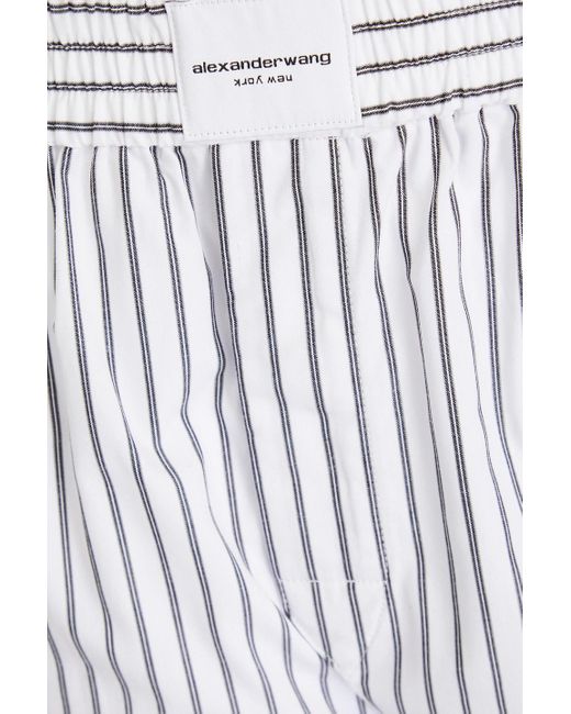 T By Alexander Wang White Striped Cotton-Poplin Shorts