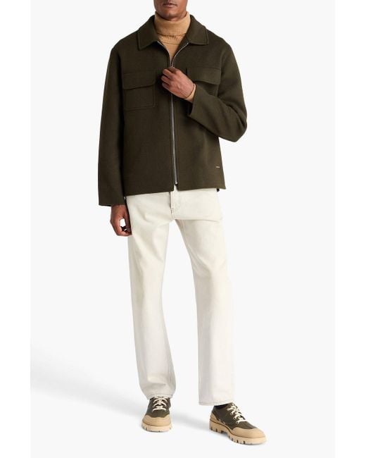 Sandro Green Wool-blend Felt Jacket for men