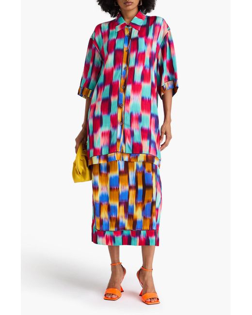 Dries Van Noten Red Printed Twill Shirt