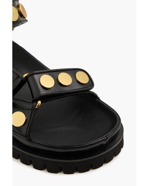 Sandro Black Studded Glossed-leather Sandals