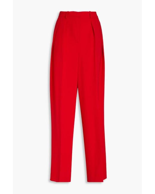 Theory Red Pleated Crepe Wide-leg Pants