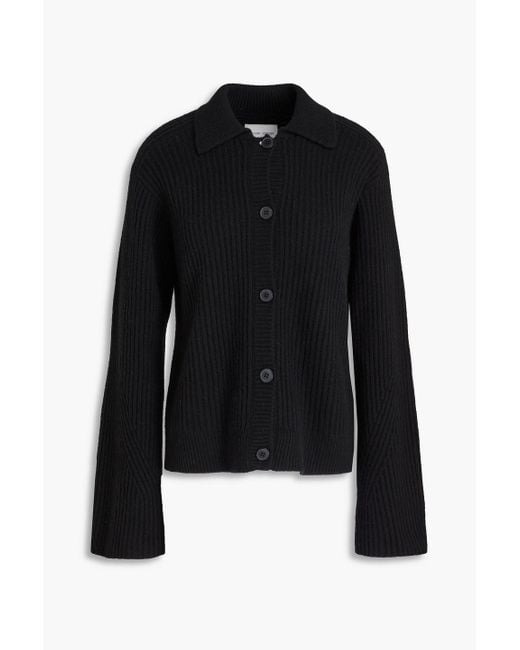 Loulou Studio Black Sileta Ribbed Cashmere Cardigan