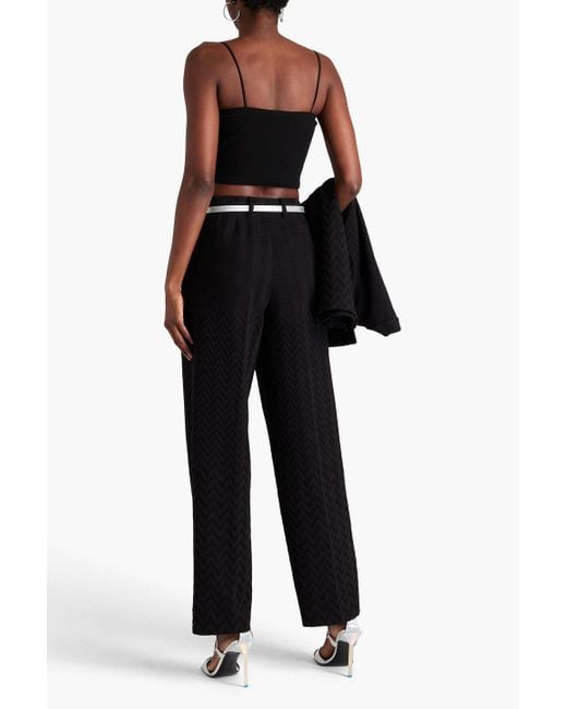 Missoni Black Crochet-knit Cotton-blend Straight-leg Pants