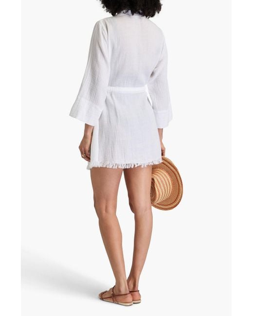 Melissa Odabash White Leah Cotton-gauze Kaftan