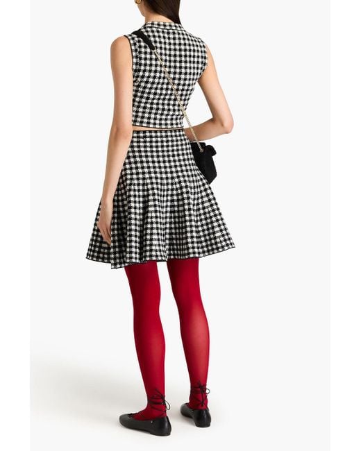 Sandro White Gingham Jacquard-knit Mini Skirt
