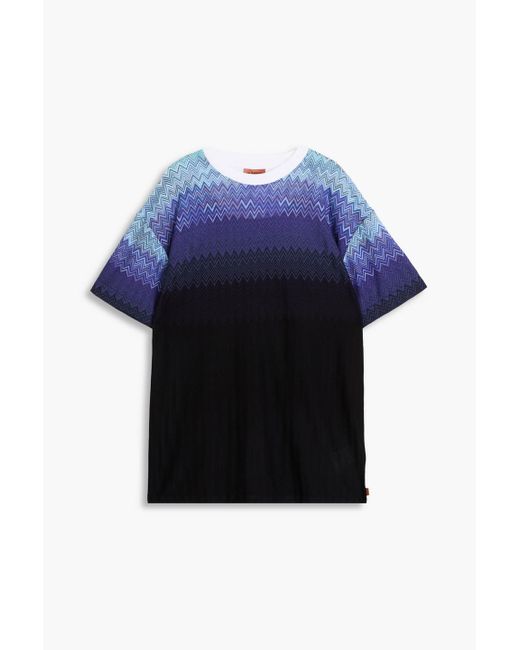 Missoni Blue Dégradé Crochet-knit Cotton-blend T-shirt for men