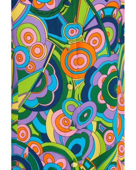 Dolce & Gabbana Multicolor Printed Silk-Blend Crepe De Chine Shirt