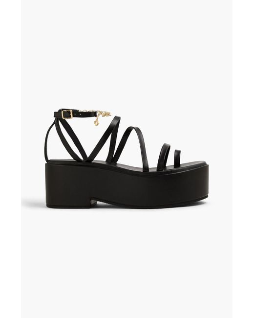 Maje Black Leather Platform Sandals